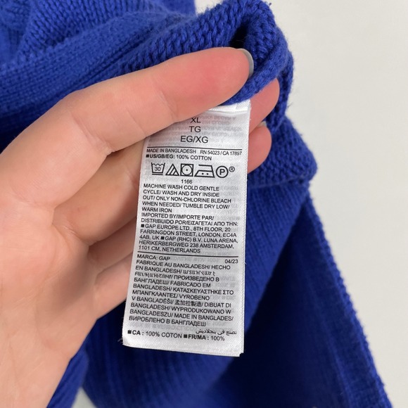 GAP Relaxed Fit Cotton 24/7 Split Hem Turtleneck Sweater Blue XL Oversized Boxy - Picture 5 of 11